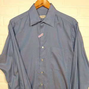 Beecroft & Bull men's blue dress casual long sleeve button shirt 15.5" 33